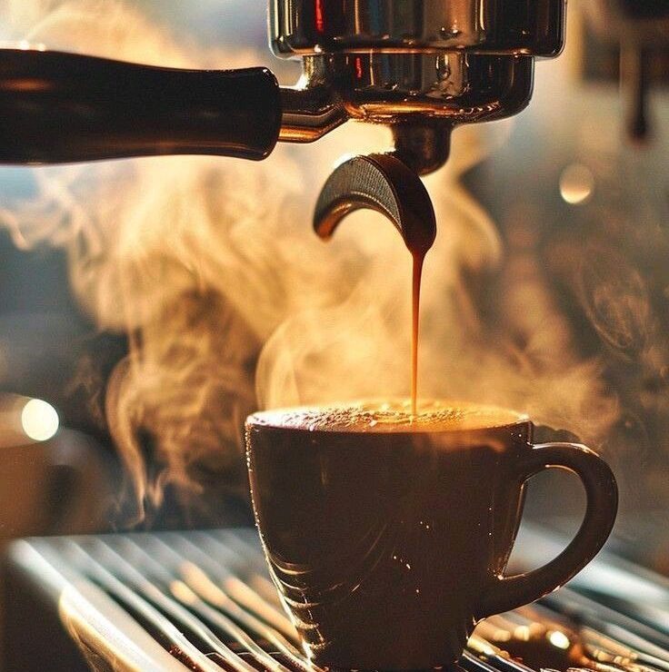 Primo piano tazzina di caffè sotto macchina bar professionale